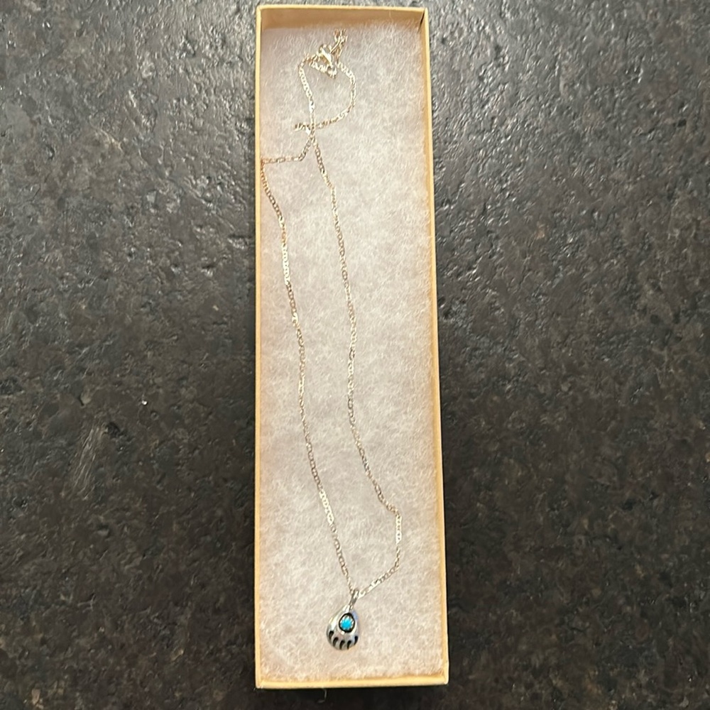 Bear paw turquoise necklace sterling silver